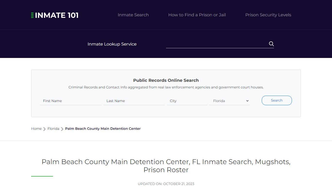 Palm Beach County Main Detention Center - Inmate101